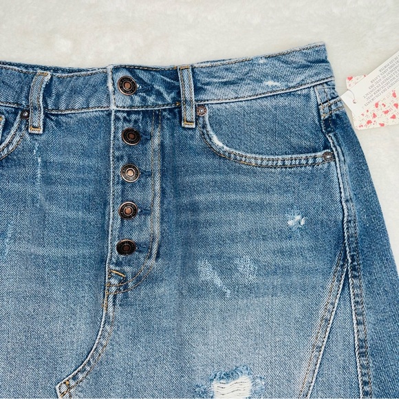 New Free People Light Blue Denim Skirt - Picture 3 of 6